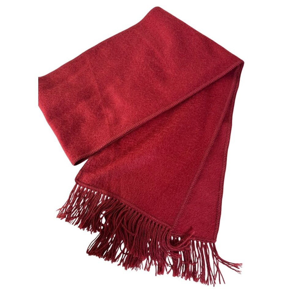 Ccahuantico Alpaca Scarf Red Fringe Made Peru OS Soft Cozy Fall Winter Western